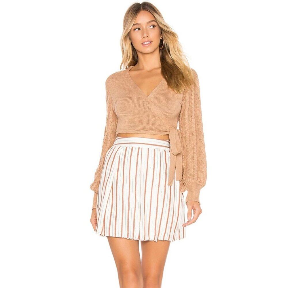 Tularosa x Revolve Trisha Striped Metallic Mini Skirt in Burnt Orange Size Med